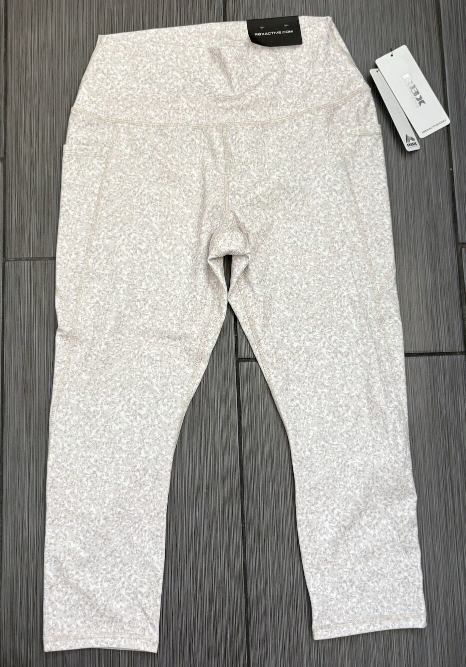 RBX Gray Abstract Print Capri Length Leggings Women’s Large High Waisted